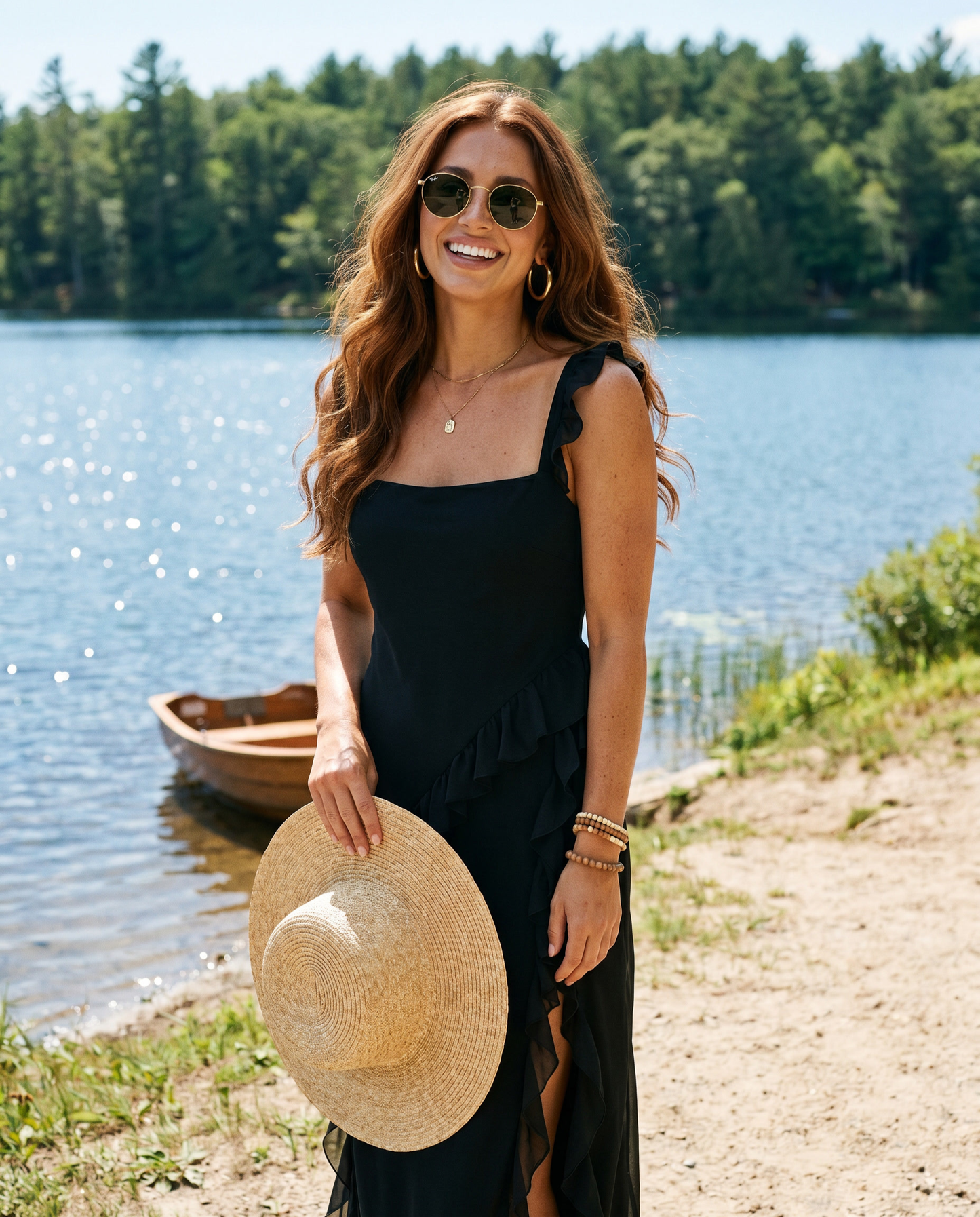 Ruffled Slit Maxi Dress