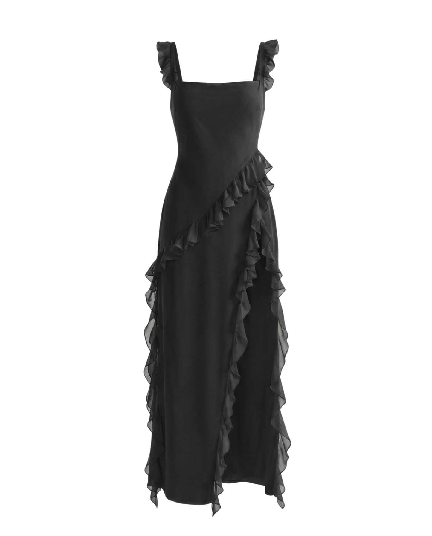 Ruffled Slit Maxi Dress