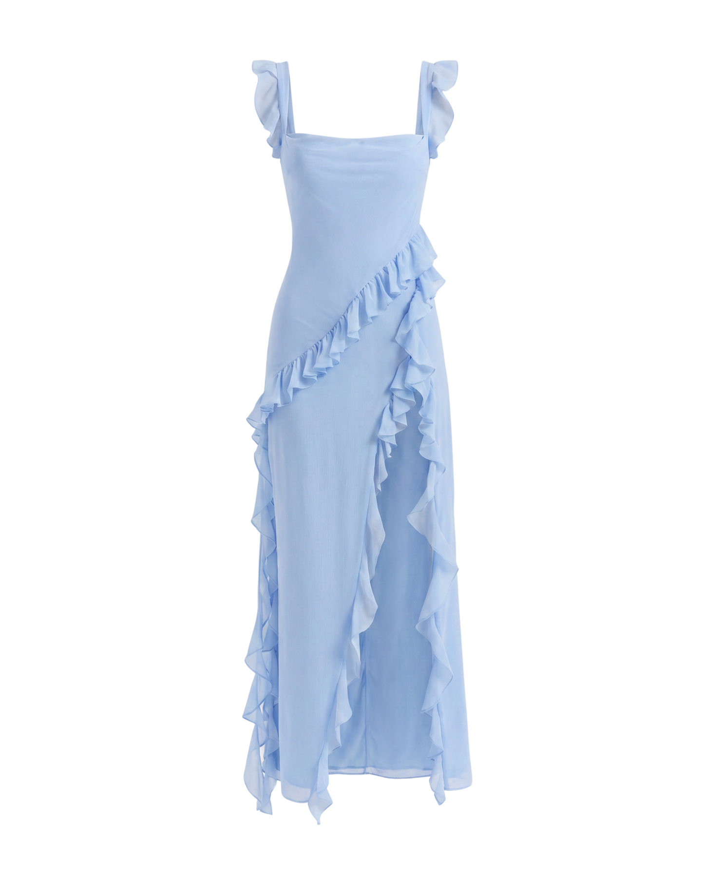 Ruffled Slit Maxi Dress